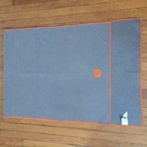 Gently Used, Skidless Yoga Towel, For Mat. By Yogitoes. Gray with Orange Border.